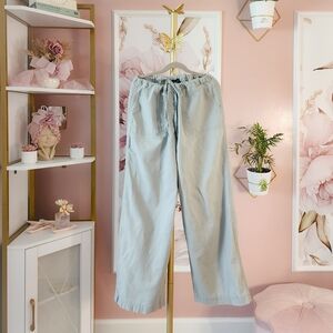 VENUS Gray Linen Blend Casual Drawstring Waist Pants, Size XS Petite